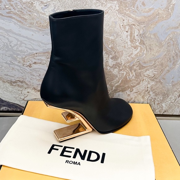 Fendi Nappa Fendi First Black Leather Ankle Boots - Picture 7 of 9